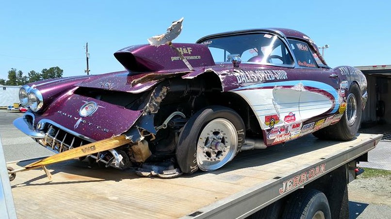 wrecked corvette on rollback