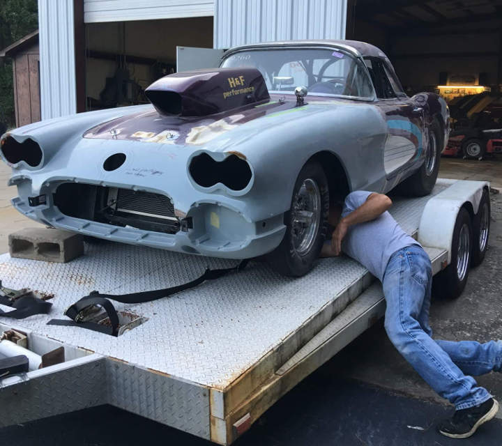 corvette headed to paint shop